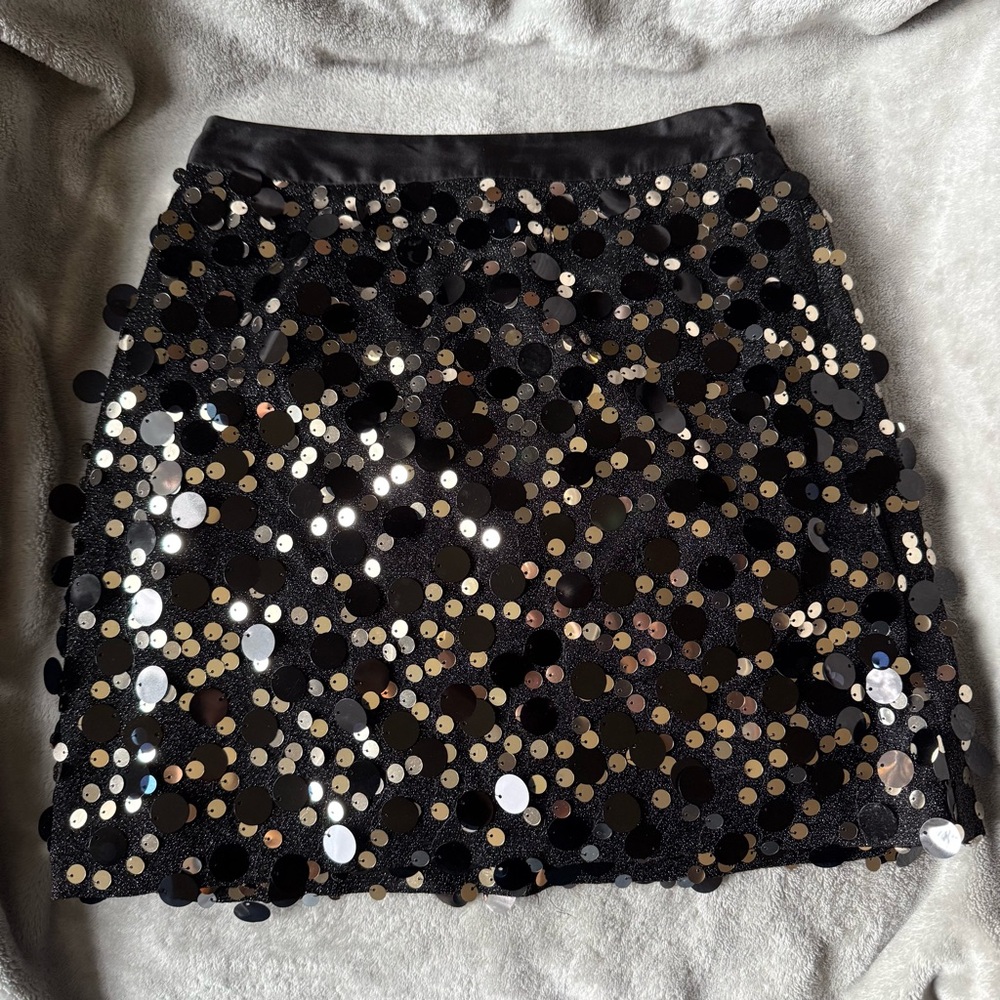 NWT Ramy Brook Angelica Black And Gold Sequined Mini Skirt size 0